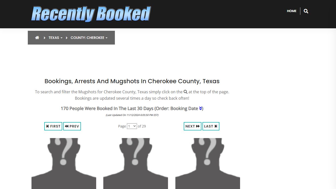 Bookings, Arrests and Mugshots in Cherokee County, Texas - Recently Booked