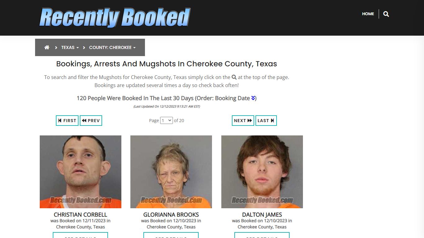 Recent bookings, Arrests, Mugshots in Cherokee County, Texas